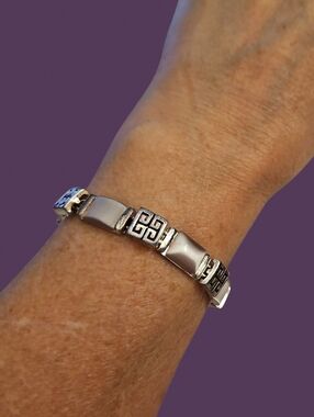 Vintage Lavendar Moonglow Greek Tile Bracelet